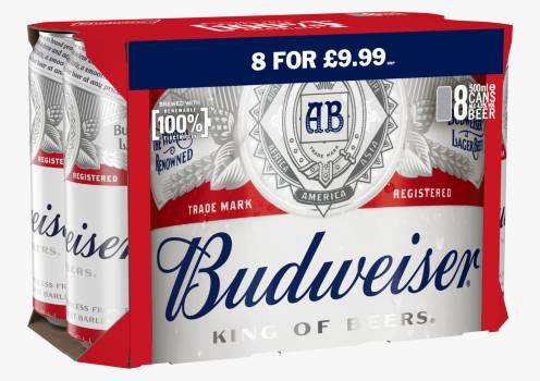 Budweiser 3* 8*500ml can PMP  @ £10.49